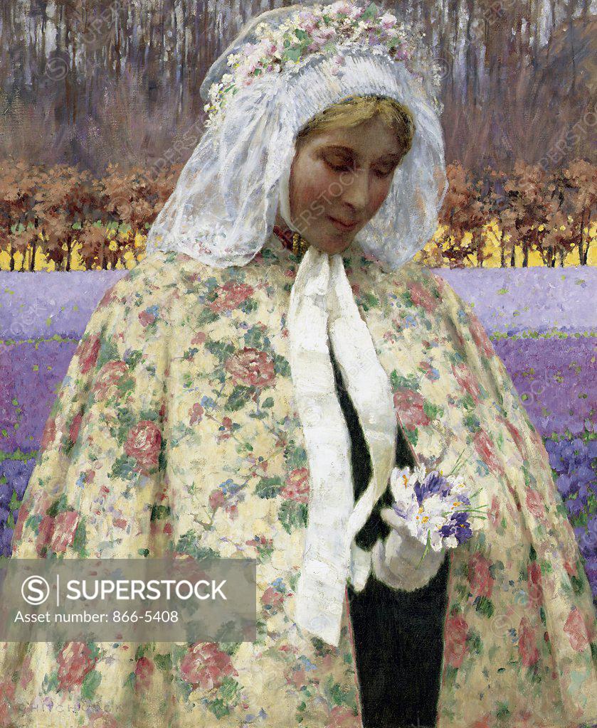 Stock Photo: 866-5408 Easter Sunday (In Bradant, The Bride) ca. 1904 George Hitchcock (1850-1913 American) Oil on canvas