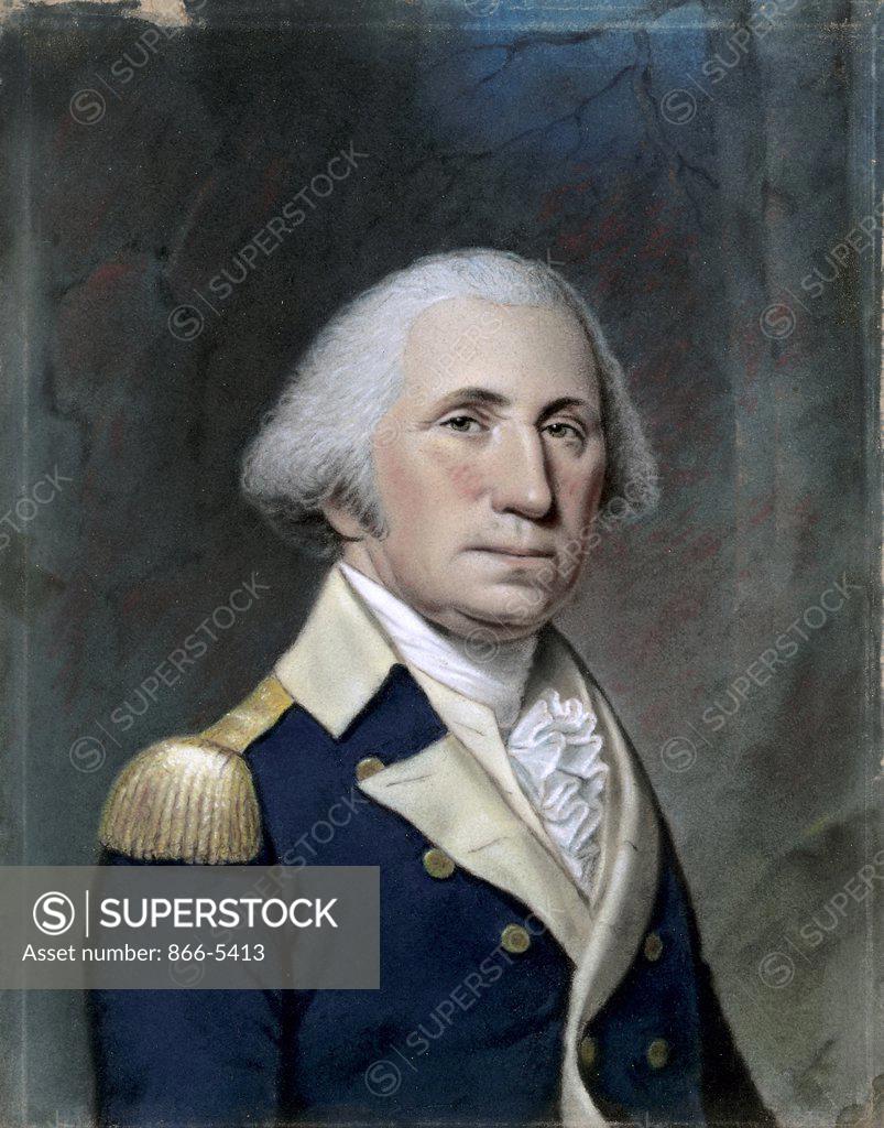 Stock Photo: 866-5413 Portrait of George Washington ca. 1800 Ellen Sharples (1769-1849 British) Pastel on paper