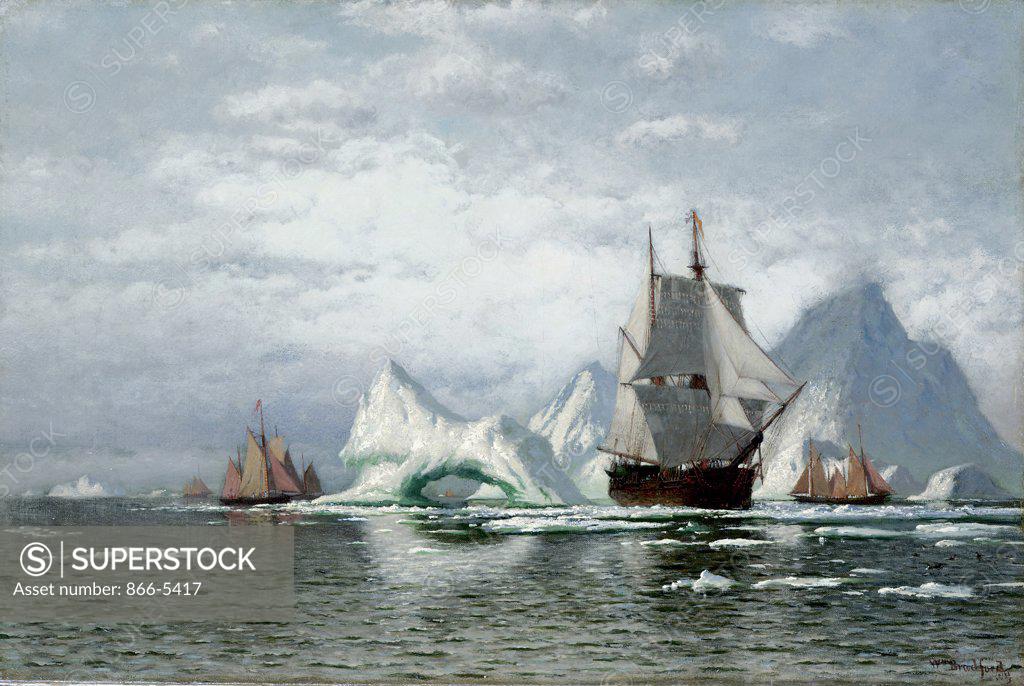 Stock Photo: 866-5417 Artic Whaler Homeward Bound Among The Icebergs 1884 William Bradford (1823-1892 American) Oil on canvas