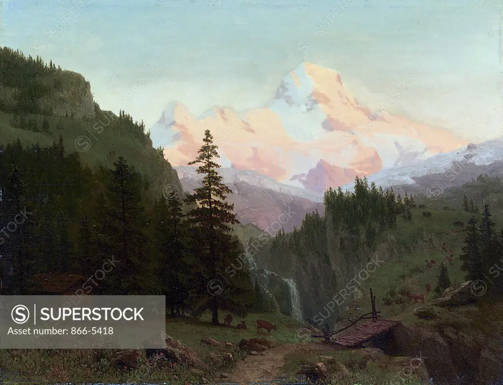 Landscape 1858 Albert Bierstadt (1830-1902 American) Oil on board