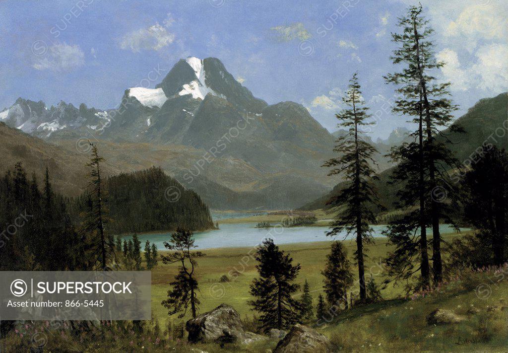 Stock Photo: 866-5445 Long's Peak, Estes Park, Colorado Albert Bierstadt (1830-1902 American) Oil on canvas