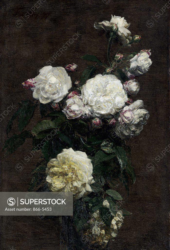 Stock Photo: 866-5453 Roses Blanches 1877 Henri Fantin-Latour (1836-1904 French) Oil on canvas