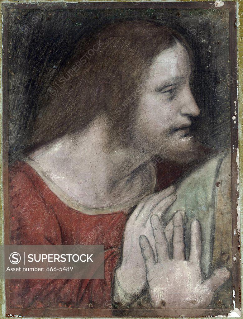 Stock Photo: 866-5489 Saint James The Less, Bust-Length, Looking to the Right Attributed to Giovanni Antonio Boltraffio (1467-1516 Italian) Pastel and chalk