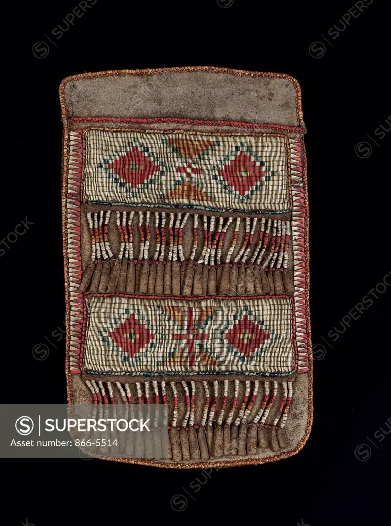 A Cree Quilled Hide Pouch Native American Art 