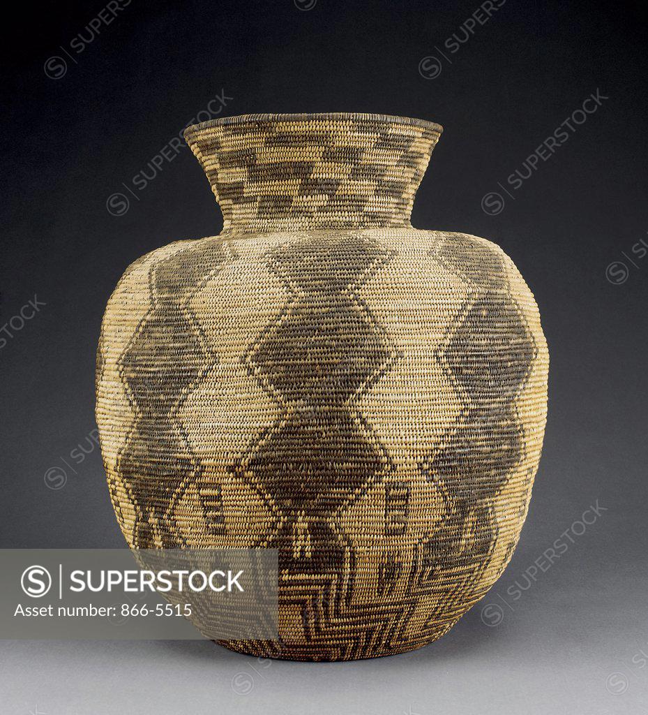 Stock Photo: 866-5515 A Western Apache Pictorial Coiled Storage Jar Native American Art 