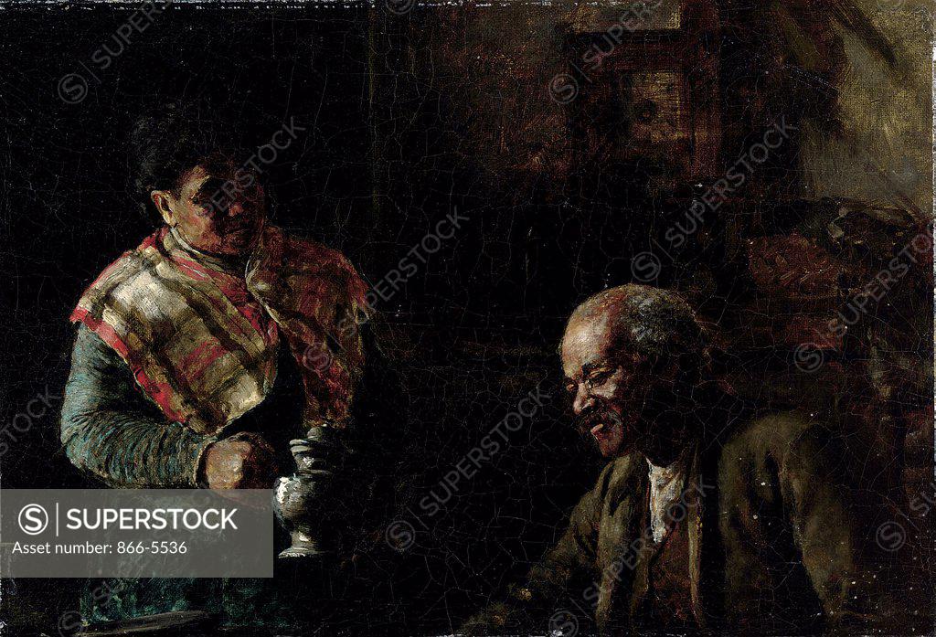 Stock Photo: 866-5536 Couple in an Interior Thomas Hovenden (1840-1895 American) Oil on canvas