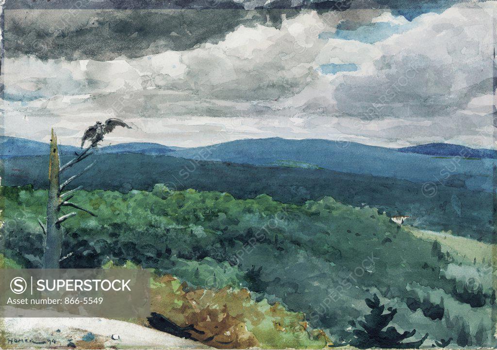 Stock Photo: 866-5549 Hilly Landscape 1894 Winslow Homer (1836-1910 American) Watercolor on paper