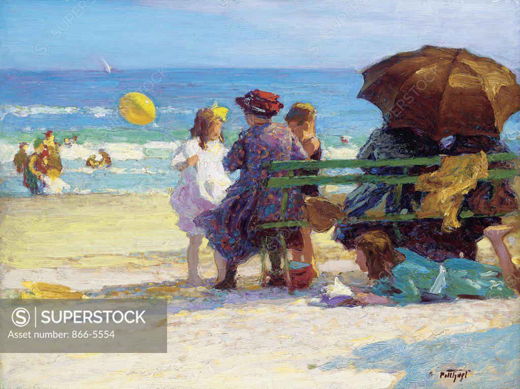 Stock Photo: 866-5554 A Family Outing Edward Potthast (1857-1927 American) Oil on board