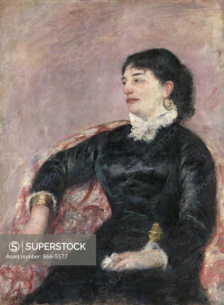 Stock Photo: 866-5577 Portrait of an Italian Lady Mary Cassatt (1845-1926 American) Oil on canvas