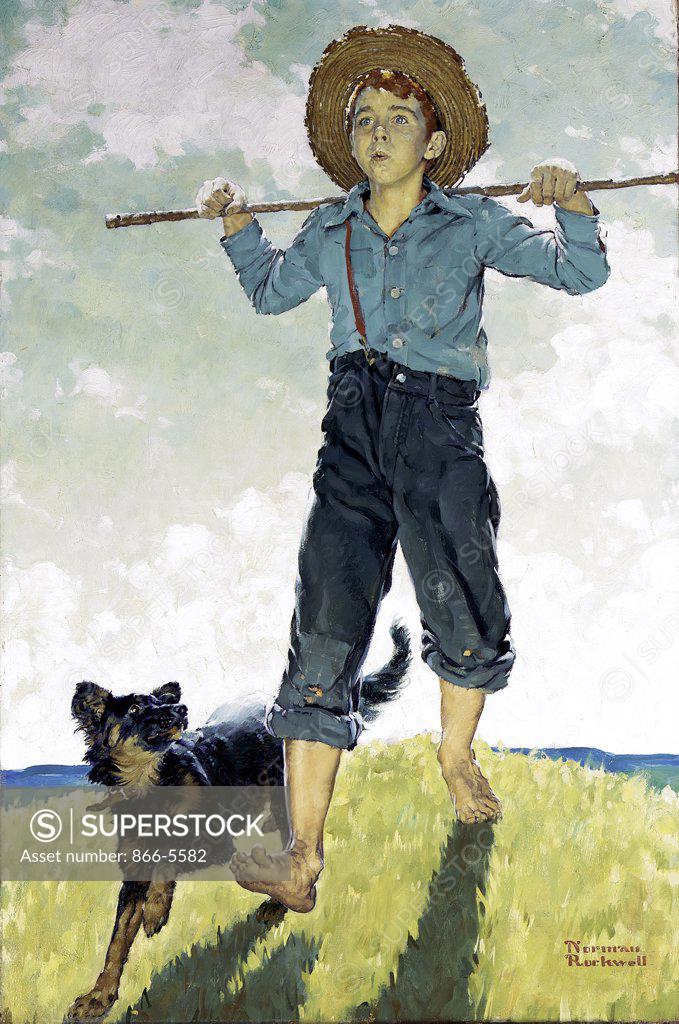 Stock Photo: 866-5582 Boy and Dog Norman Rockwell (1894-1978 American)