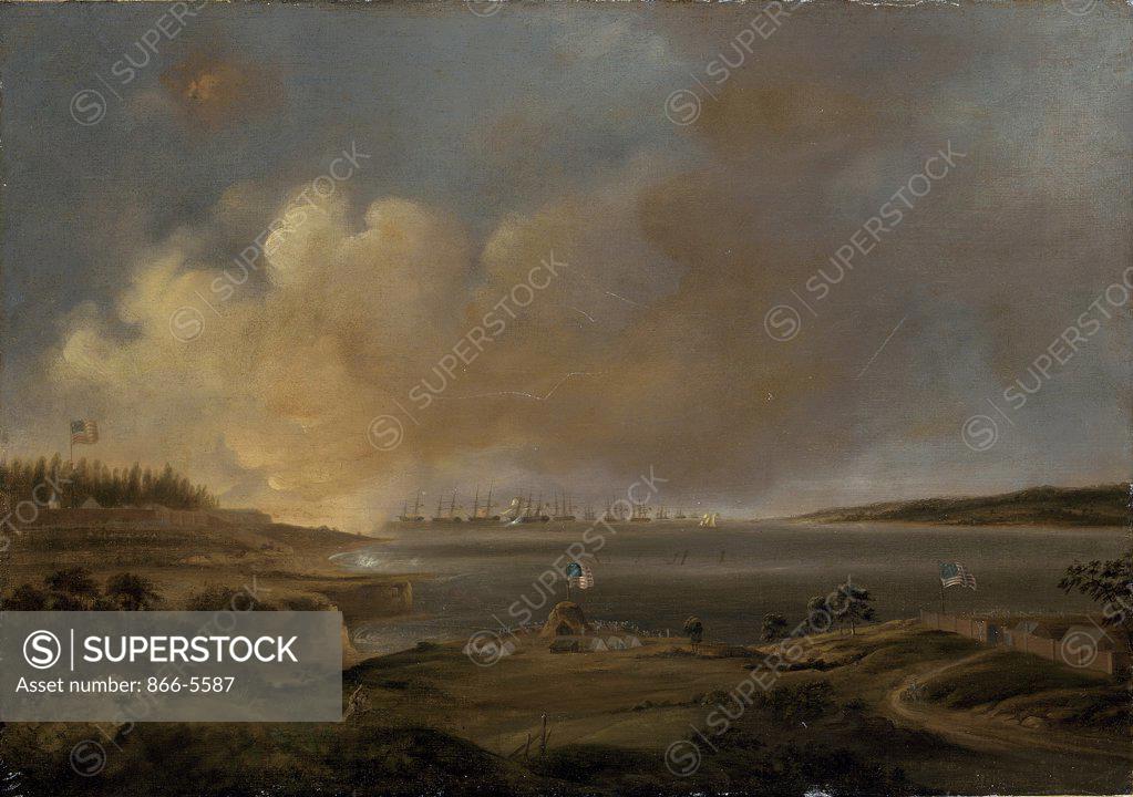 Stock Photo: 866-5587 The Battle of Fort McHenry Alfred Jacob Miller (1810-1874 American) Oil on canvas