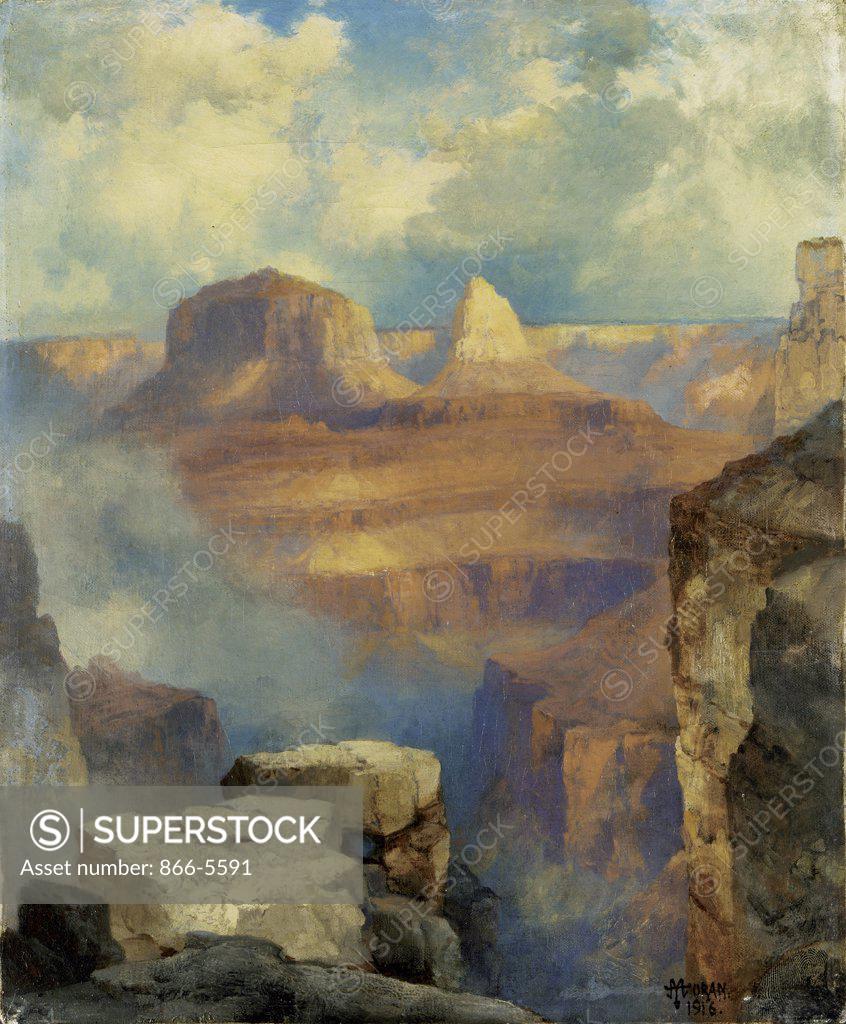 Stock Photo: 866-5591 Grand Canyon 1916 Thomas Moran (1837-1926 American) Oil on canvas