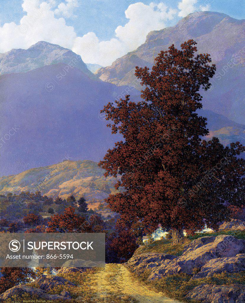 Stock Photo: 866-5594 Road to the Valley Maxfield Parrish (1870-1966 American) Oil on masonite
