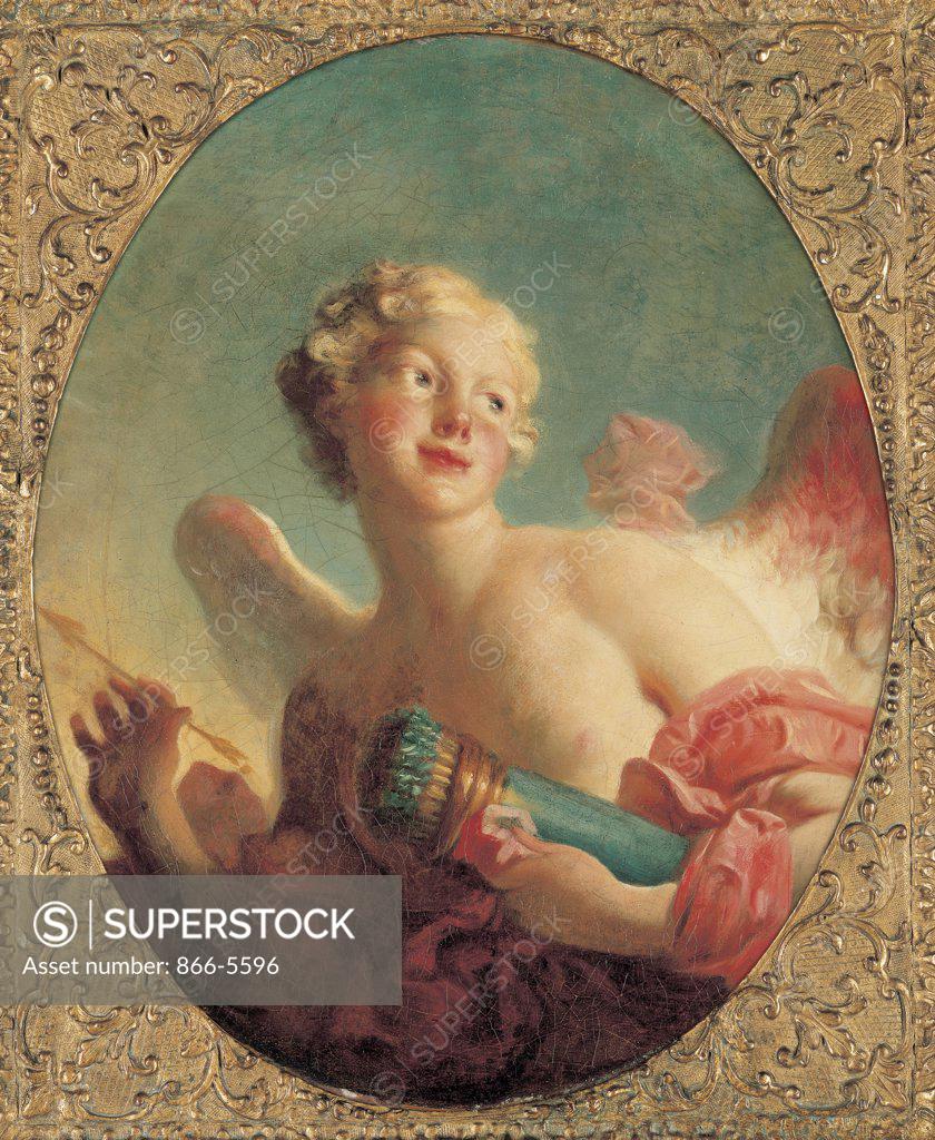 Stock Photo: 866-5596 L'Amour: Said to be a Portrait of Marie-Catherine Romboccoli-Riggieri, called Colombe, as Cupid Jean Honoré Fragonard (1732-1806 French)