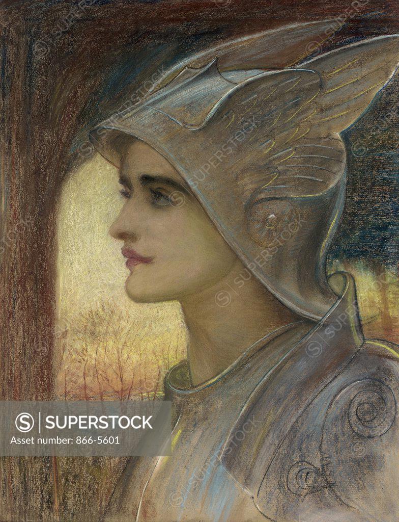 Stock Photo: 866-5601 St Joan of Arc William Blake Richmond (1842-1921 British) Pencil & pastel