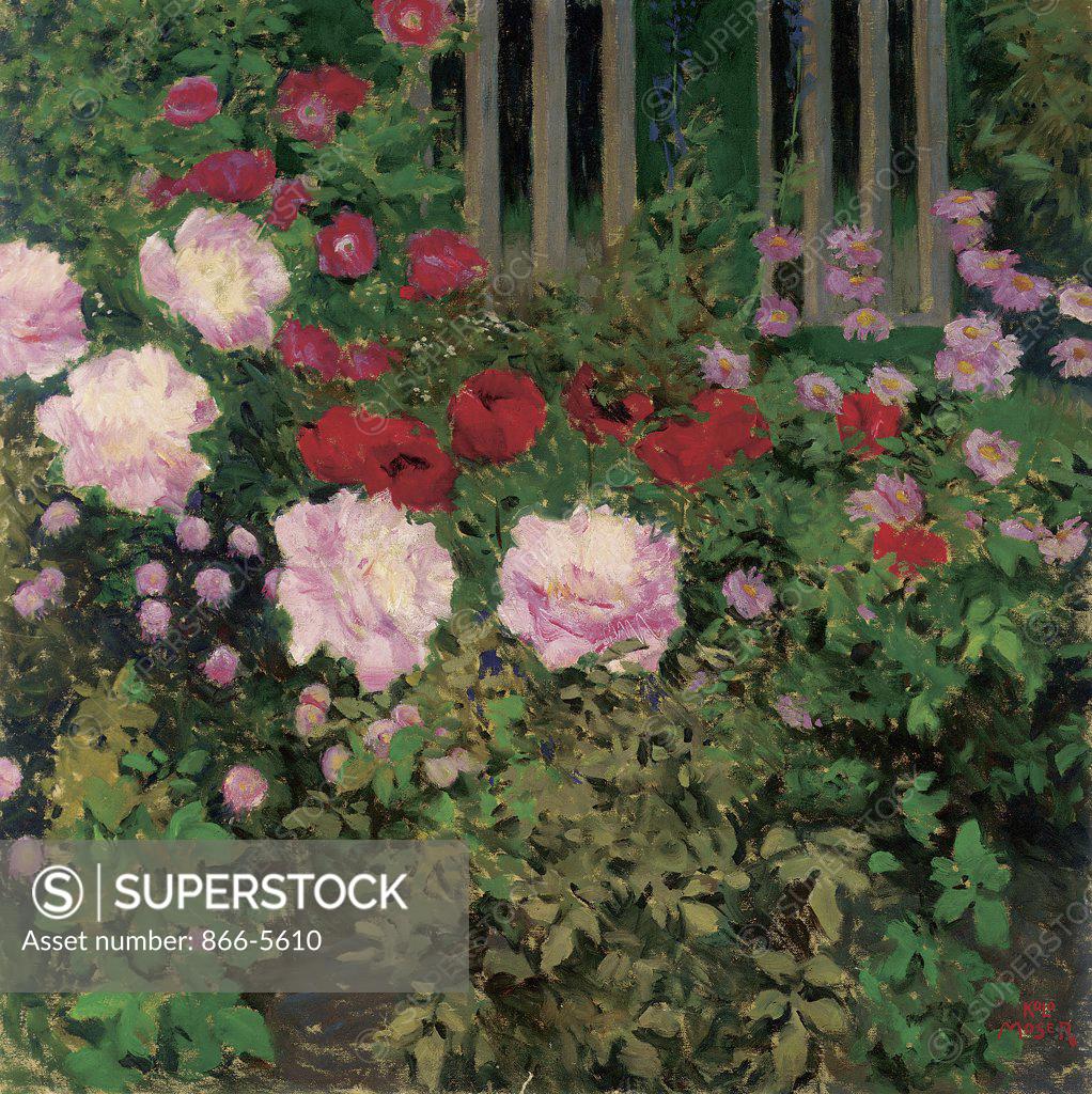 Stock Photo: 866-5610 Bluende Blumen Am Gartenzaun Koloman Moser (1868-1918 Austrian) Oil on canvas