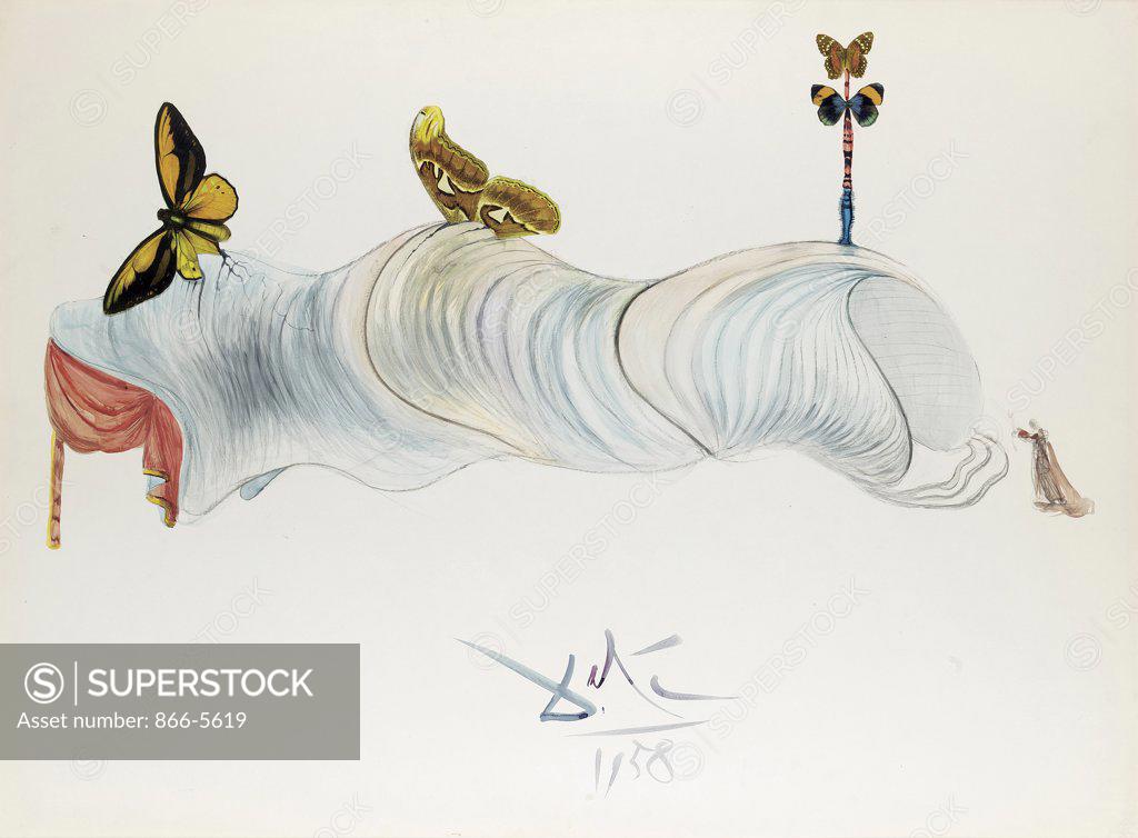 Stock Photo: 866-5619 Crysalis Salvador Dali (1904-1989 Spanish) Watercolor and charcoal on paper