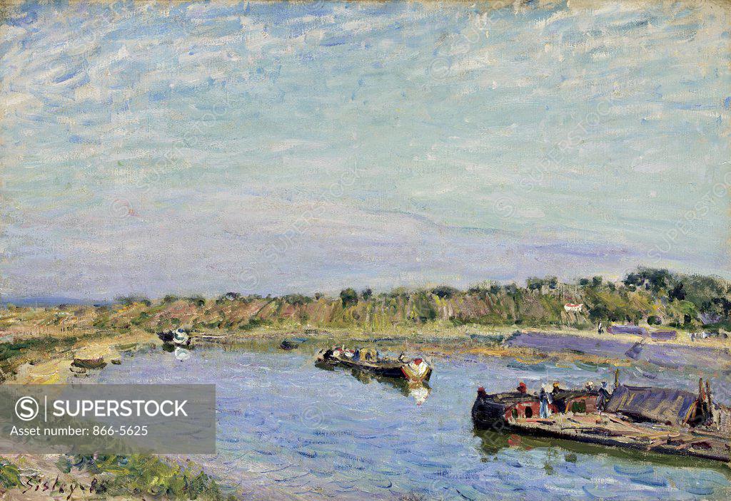 Stock Photo: 866-5625 Le Port de Saint Mammes, Le Matin Alfred Sisley (1839-1899 French) Oil on canvas