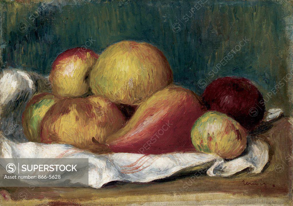 Stock Photo: 866-5628 Nature Morte aux Pommes et au Poire Pierre Auguste Renoir (1841-1919 French) Oil on canvas