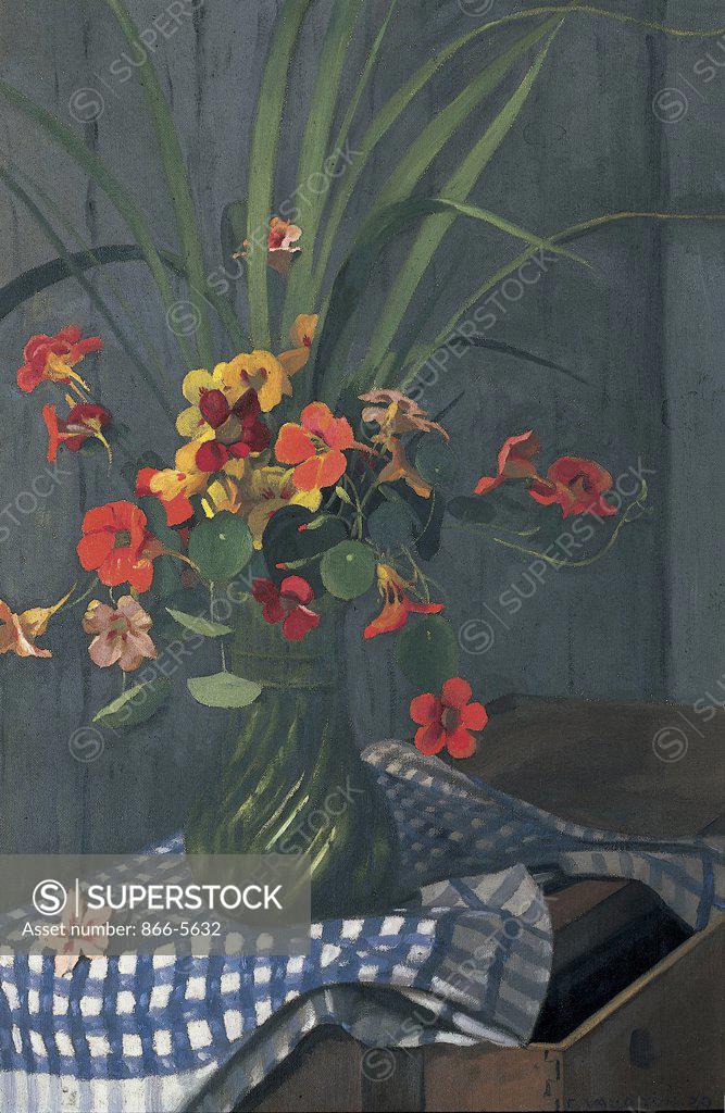 Stock Photo: 866-5632 Bouquet de Capucines, 1920 Félix Edouard Vallotton (1865-1925 Swiss) Oil on canvas
