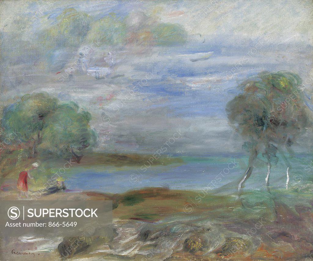 Stock Photo: 866-5649 Deux Personnages au Bord de L'Eau Pierre Auguste Renoir (1841-1919 French) Oil on canvas