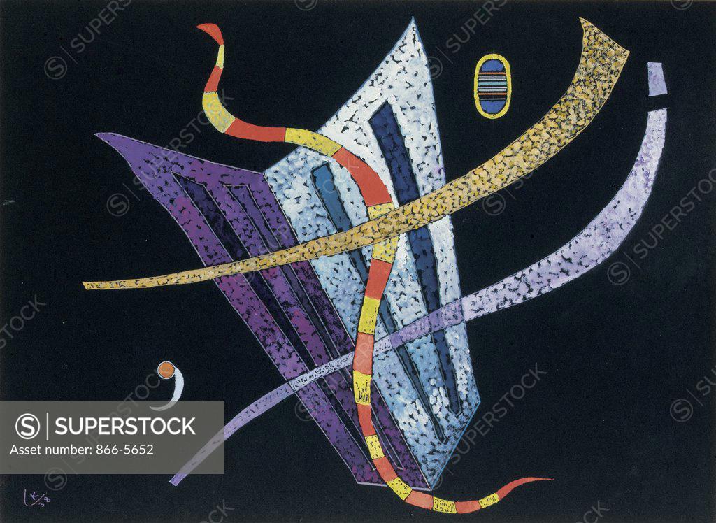 Stock Photo: 866-5652 L'Overture Vasily Kandinsky (1866-1944 Russian) Gouache on black paper