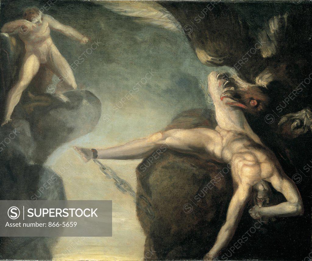 Stock Photo: 866-5659 Prometheus Wird von Hercules Gerettet, 1781 85 Henry Fuseli (1741-1825 Swiss) Oil on canvas