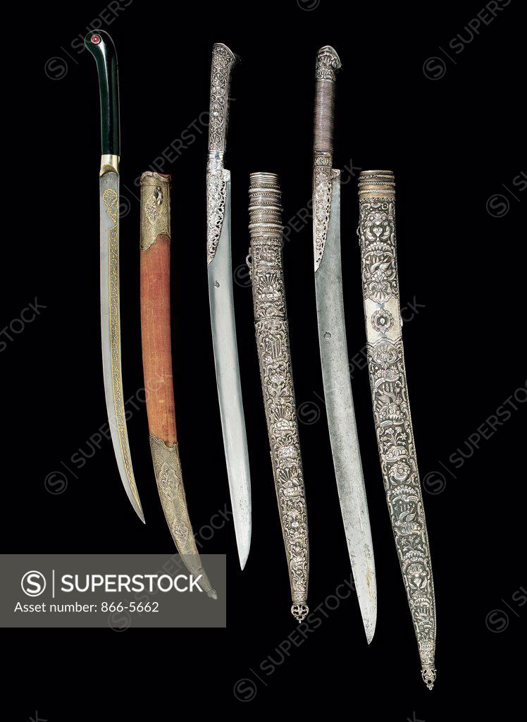 Stock Photo: 866-5662 A Group Of Small Ottoman Swords, Turkey, Early 19th Century Islamic Art Antique