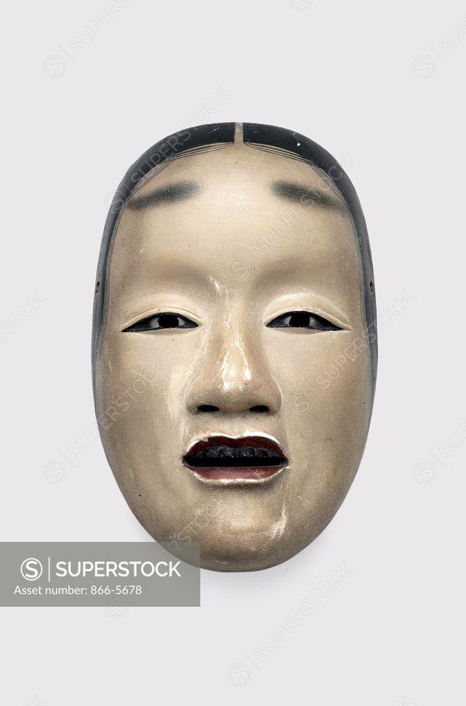 Stock Photo: 866-5678 Mask,Signed Deme Misunao, Edo Period 19th Century Japanese Art Wood