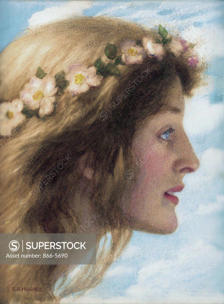 Stock Photo: 866-5690 Day Edward Robert Hughes (1851-1914 British) Watercolor & pencil