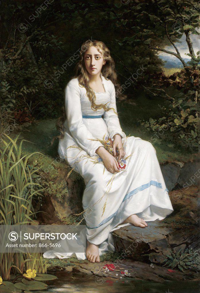 Stock Photo: 866-5696 Ophelia Jan Frederick P. Portielje (1829-1895 Dutch) Oil on canvas