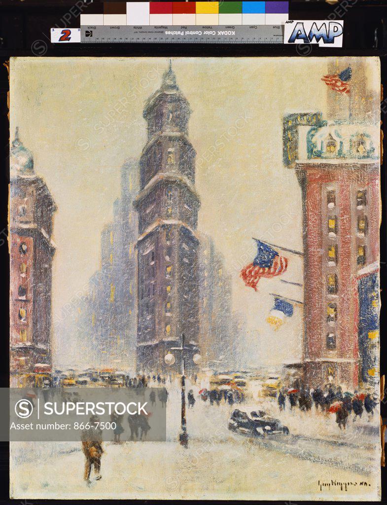 Stock Photo: 866-7500 Times Square, Winter, New York. Guy Carleton Wiggins (1883-1962). Oil On Canvas.
