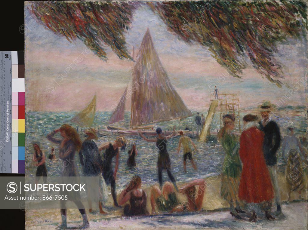 Stock Photo: 866-7505 From Under Willows.  William James Glackens (1870-1938). Oil On Canvas, Circa, 1914.