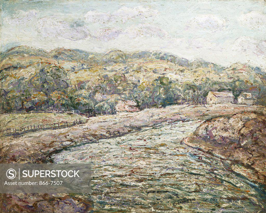 Stock Photo: 866-7507 New England Hills. Ernest Lawson (1873-1939). Oil On Canvas.