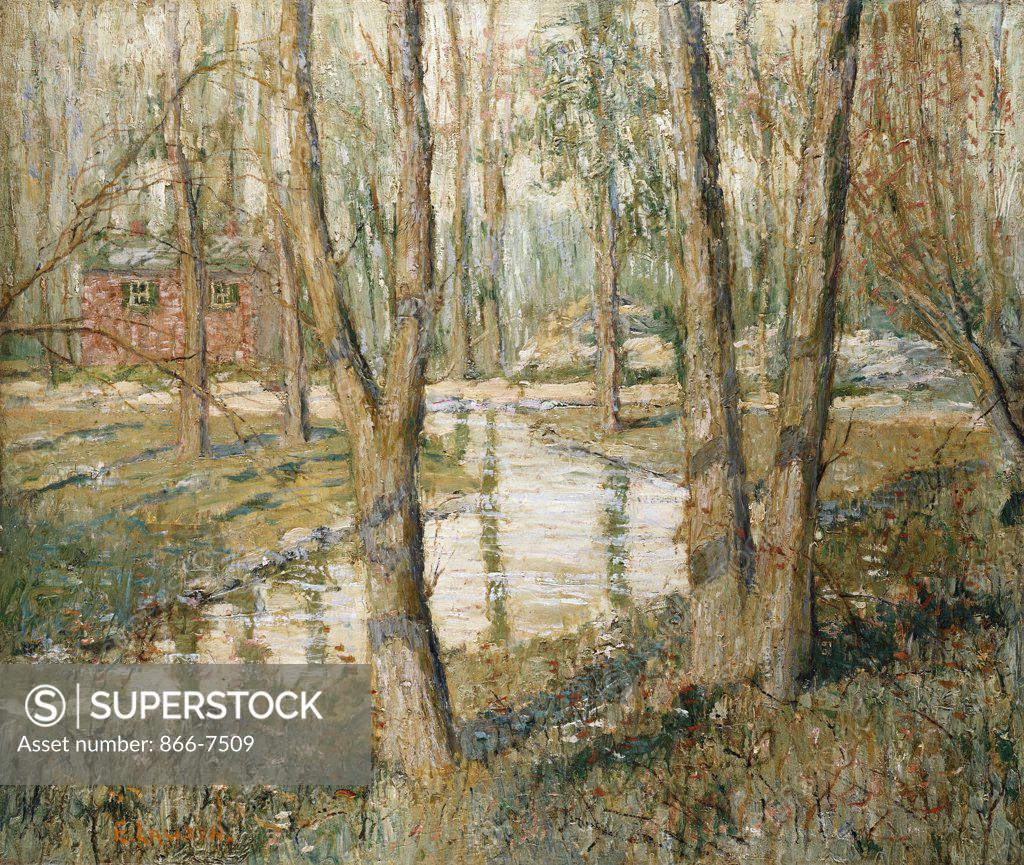 Stock Photo: 866-7509 Silver Spring. Ernest Lawson (1873-1939). Oil On Canvas.