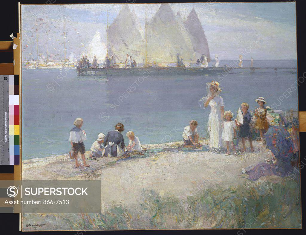 Stock Photo: 866-7513 Regatta Day. Walter Granville Smith (1870-1938). Oil On Canvas, 1915.