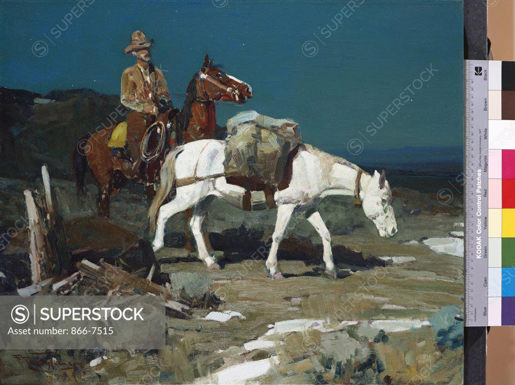 Stock Photo: 866-7515 Evening Trail. Frank Tenney Johnson (1874-1939). Oil On Canvas, 1934.
