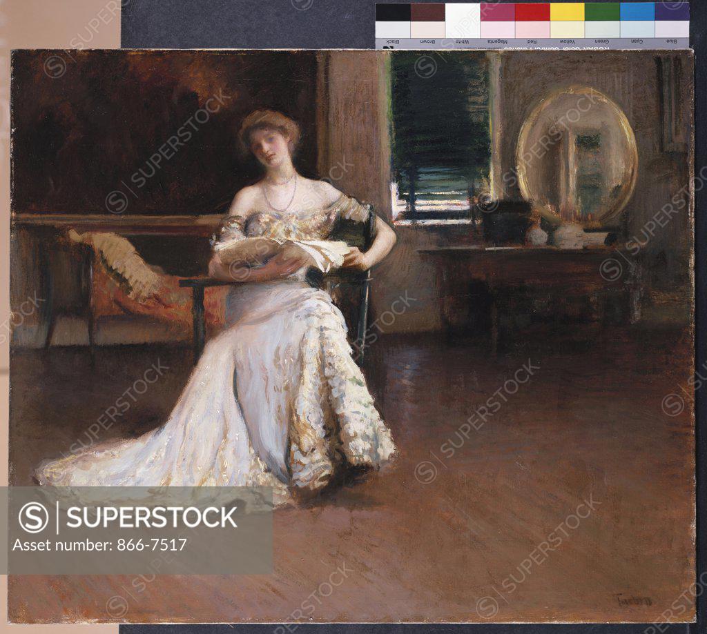 Stock Photo: 866-7517 Quiet Afternoon. Edmund Charles Tarbell (1862-1938). Oil On Canvas.