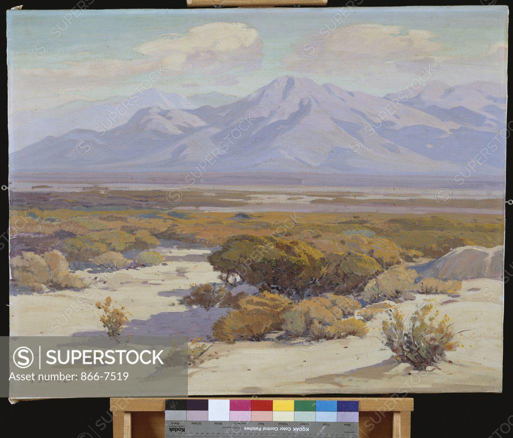 Stock Photo: 866-7519 Desert Mountains. Fred Grayson Sayre (1879-1938). Oil On Canvas.