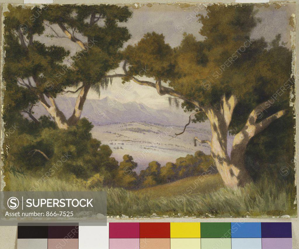 Stock Photo: 866-7525 A Vista, Hope Ranch, Santa Barbara, California. George Elbert Burr (1859-1939). Watercolour On Paper.
