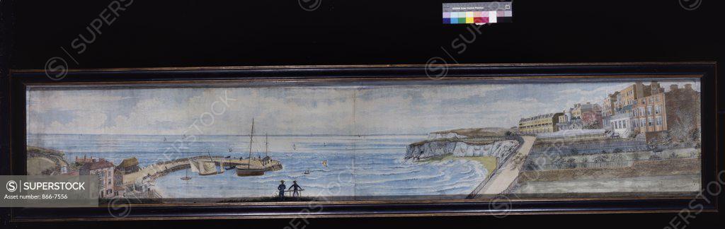 Stock Photo: 866-7556 A panoramic view of Hastings. English School, 19th Century. Pencil and watercolour, 34.3 X 191.7cm.