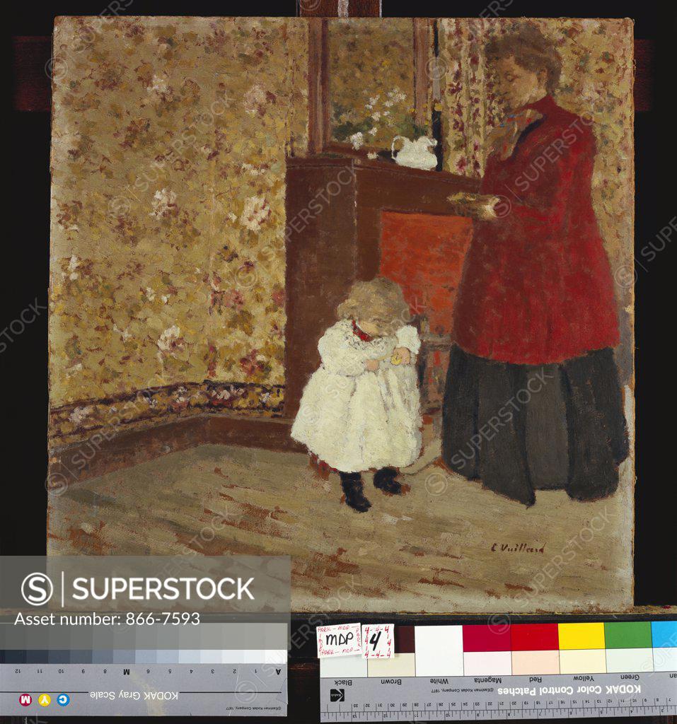 Stock Photo: 866-7593 Mother And Child; Mere Et Enfant.   Edouard Vuillard (1868-1940). Oil On Board.
