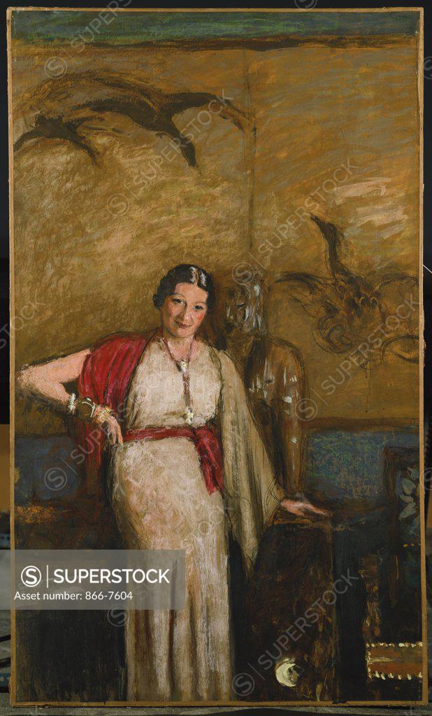 Stock Photo: 866-7604 Mme. Freyssinet, 1st Version. Edouard Vuillard (1868-1940). Peinture A La Colle And Colloured Chalks On Paper Laid Down On Canvas, Circa, 1934.