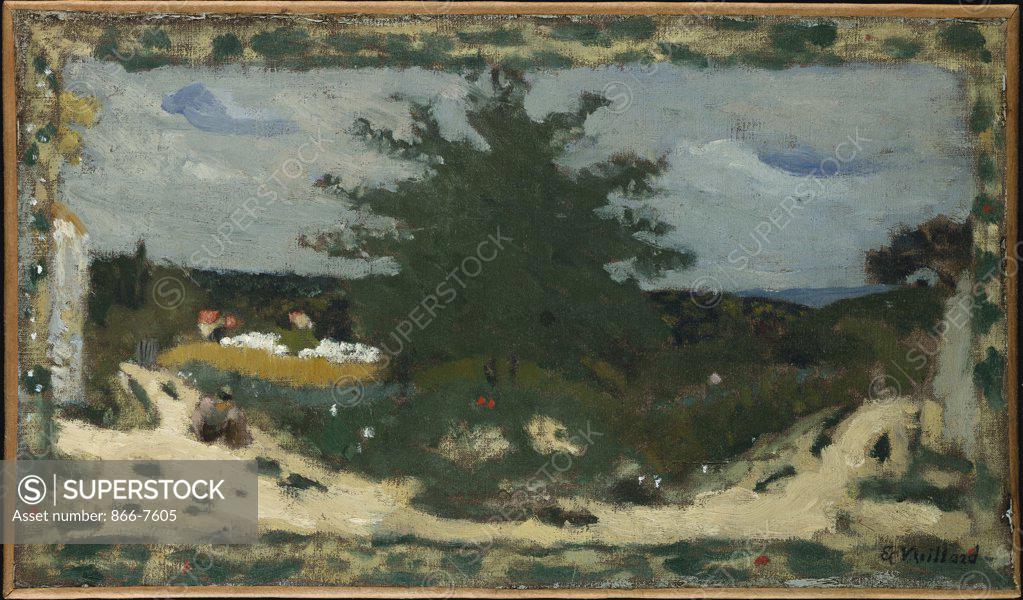 Stock Photo: 866-7605 The Sunny Road, Laville Pond. La Route Ensoleillee L'Etang Laville. Edouard Vuillard (1868-1940). Oil On Canvas, Circa, 1898.