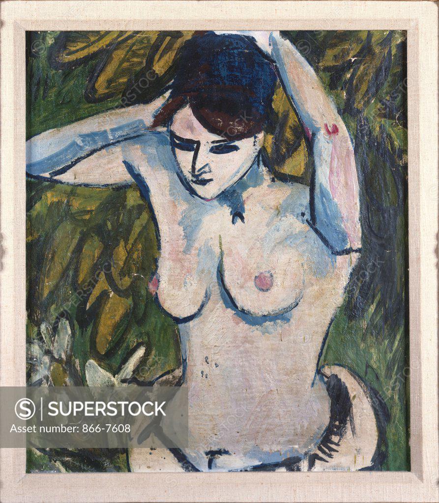 Stock Photo: 866-7608 Woman With Raised Arms. Halbakt Mit Erhobenen Armen. Ernst Ludwig Kirchner (1880-1938). Oil On Canvas, 1910.