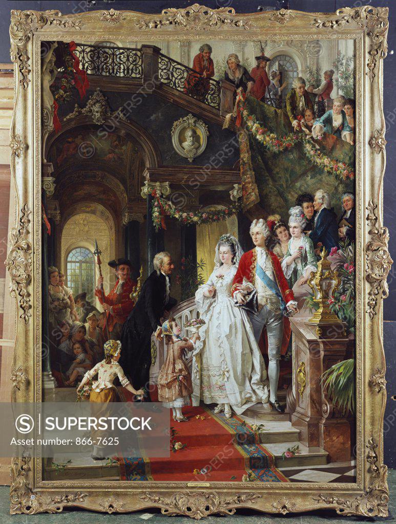 Stock Photo: 866-7625 The Wedding Party. Carl Herpfer (1836-1897). Oil On Canvas. 61 3/4 X 44in.  Catalogue No. 2060c