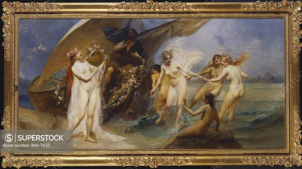 Stock Photo: 866-7633 The Sirens. Eduard Veith (1856-1925). oil on canvas, 1889, 248.9 X 147.3cm.