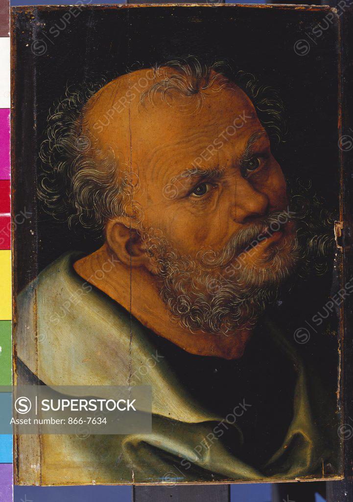 Stock Photo: 866-7634 Saint Peter. Lucas Cranach I (1472-1553). Oil On Panel 26.7 X 17.2cm.