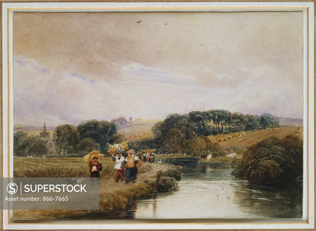 Stock Photo: 866-7665 The Thames near Marlow. Peter de Wint (1784-1849). Watercolour, 7 1/2 x 10 1/2in.