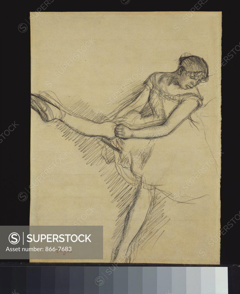 Stock Photo: 866-7683 Dancer Seated, Readjusting Her Stocking; Danseuse Assise, Reajustant Son Bas. Edgar Degas (1834- 1917). , Pencil On Paper, Circa 1880. 31.2 X 24cm.